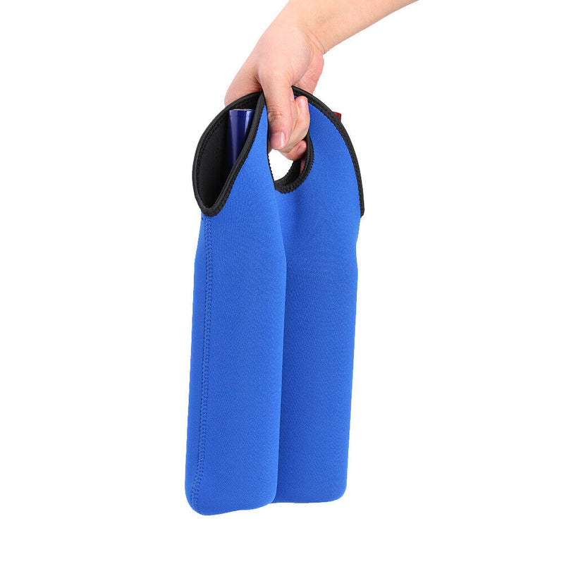 Neoprene Wine Bottle Cooler Double Bottle Protective Sleeve Holder (Blue) Newly