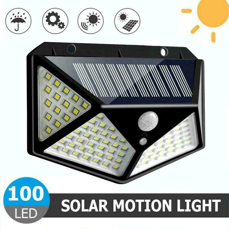 100 LED Solar Power PIR Sensor Motion Wall Light Outdoor Garden Waterproof hot.