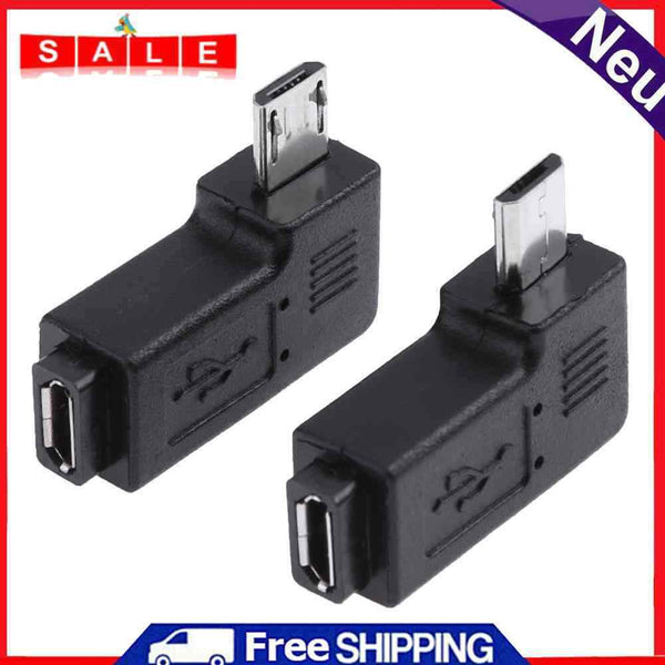 2pcs 90° Micro USB Female, Micro USB Male Adapter Male