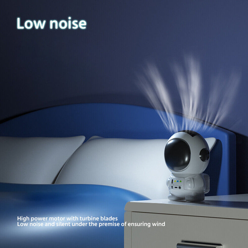 Mini Electric Fan Cute Astronaut Bladeless Spaceman Neck Air Cooler (Black)