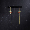 Design Hummingbird Crystal Birds Pendant Necklace Long Tassel Drop Earrings