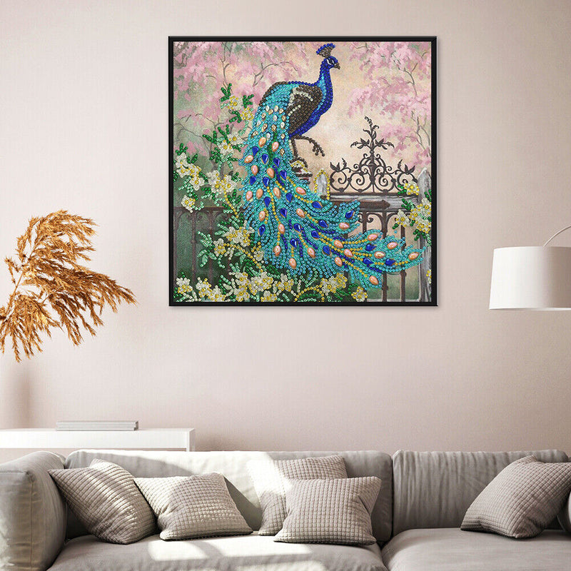 DIY Peacock Part Drill Diamond Painting Kit Handmade Rhinestone Beaded Picture