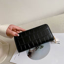 Ladies PU Leather Mini Purse Retro Alligator Pattern Phone Card Bag Long Wallet