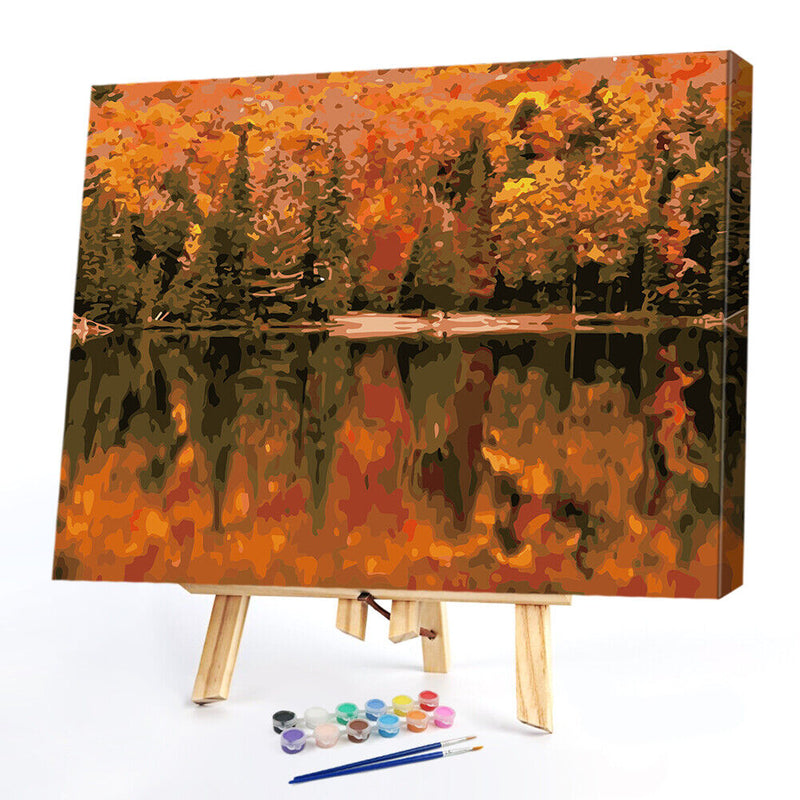 DIY Digital Oil Painting By Numbers Autumn Woods Modern Home Decoration 40x50cm