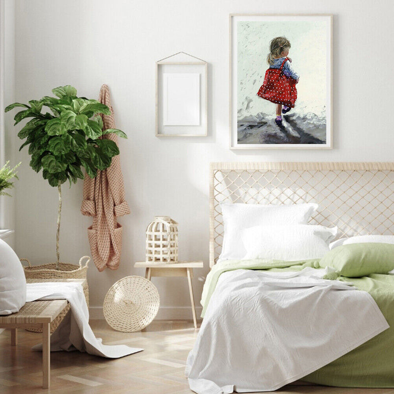 Diamond Painting 5D Full Square Drill Mosaic DIY Red Skirt Little Girl Kits