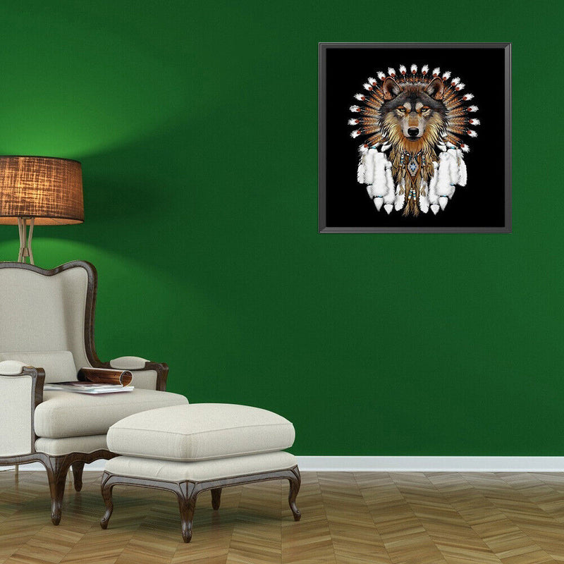 5D DIY Diamond Painting Kits Wolf Dream Catcher Full Round Drill Wall Decor Art