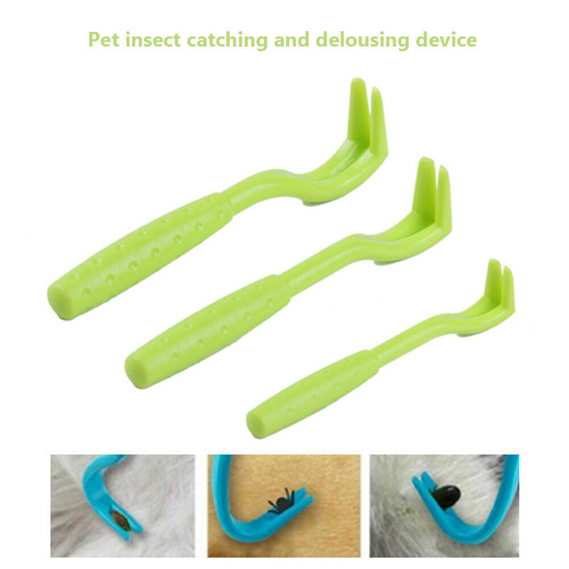 3x Pet Mites Flea Puller Insect Clip Cat Dog Cleaning Tick Tweezer (Green) Newly