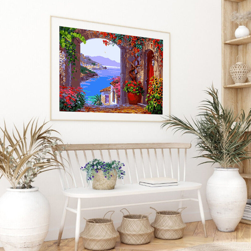 Frameless Painting By Numbers European Style Bay DIY Handmade Drawing On Canvas