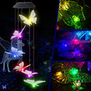 LED Solar Wind Chime Butterfly Light Color Changing IP65 Hanging Lamp (C) Newly