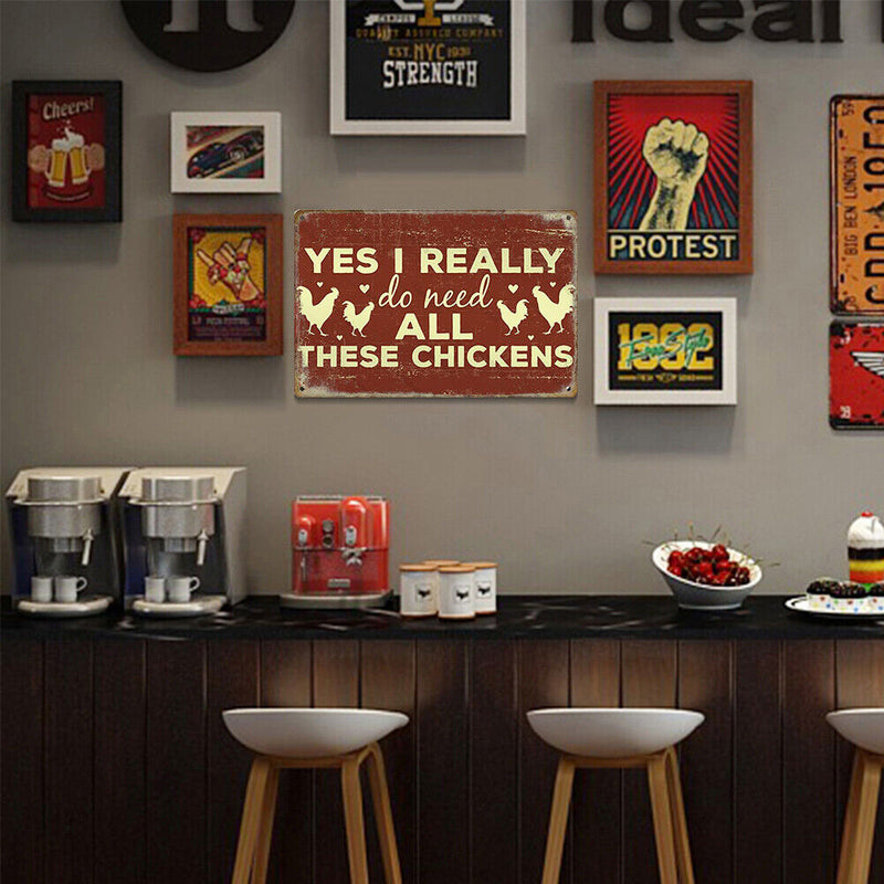 Retro Chicken Letters Metal Plate Painting for Bar Pub Tin Plaque Wall Sign