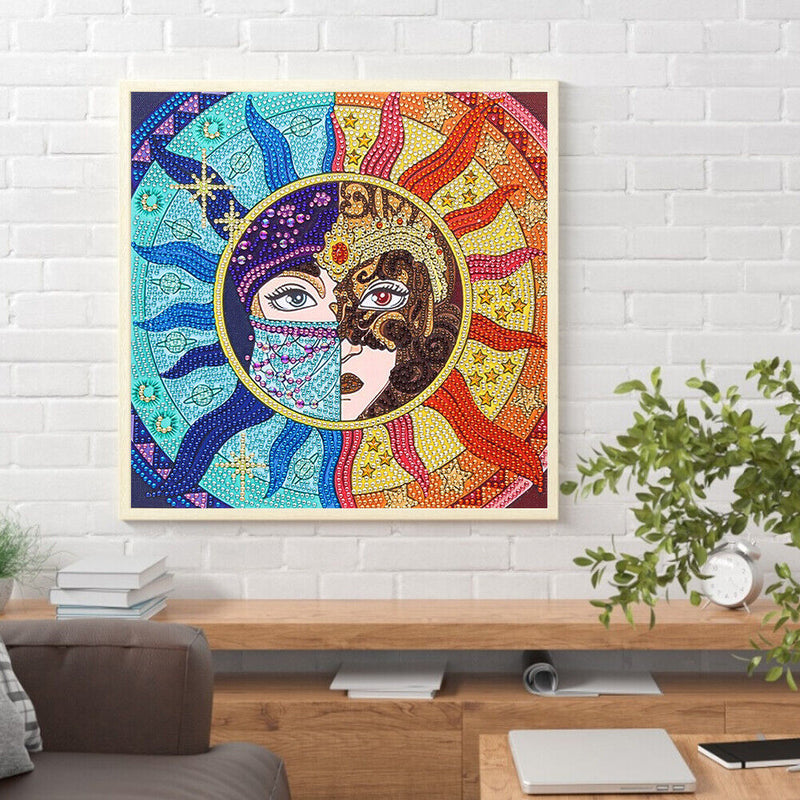 5D DIY Masked Sunflower Girl Partial Special Shaped Drill Diamond Painting