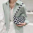 Retro Plaid Print Nylon Shoulder Bags Women Underarm Tote Handbag (Lattice)