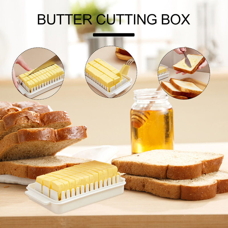 Butter Tray - Butter Cutting Storage Box with Lid Easy to Store in Refriger