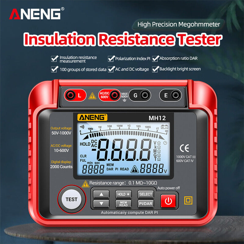 ANENG MH12 Insulation Resistance Digital Meter Ohm Voltage Tester Megohmmeter