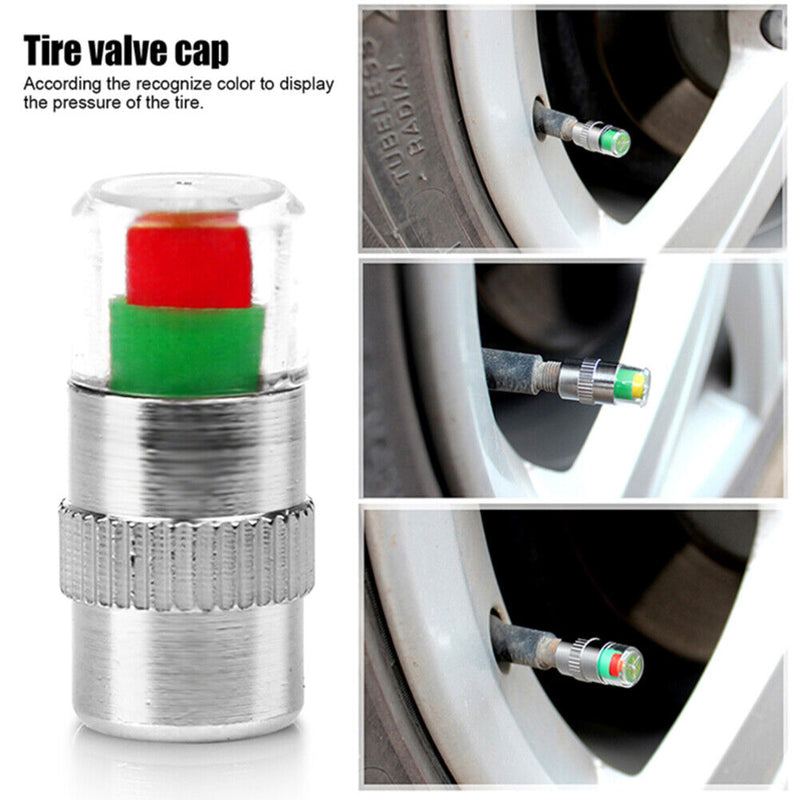 4pcs 36psi Car Tire Pressure Detection Cap Monitoring External Valve Caps