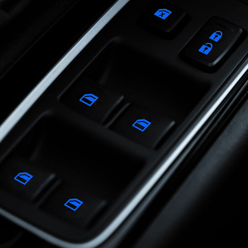 Luminous Car Door Window Lift Button Stickers Decals Car Styling (Blue) Newly