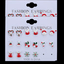 Decor 8Pcs/Set Bell Gift Santa Christmas Tree Xams Snowflake Stud Earrings