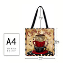 Coffee cup Printed Shoulder Shopping Bag Casual Large Tote Handbag 40*40CM