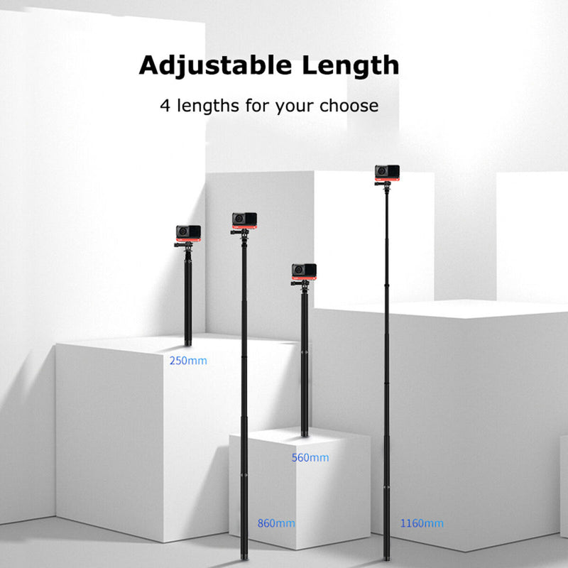 For GoPro Hero 9 8 7 6 Carbon Fiber Extendable Selfie Stick Monopod Tripod Holder