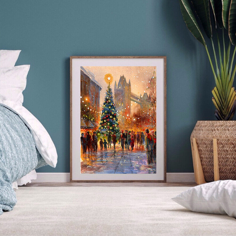 DIY Digital Picture Christmas Tree Frameless Oil Painting By Number Handicraft