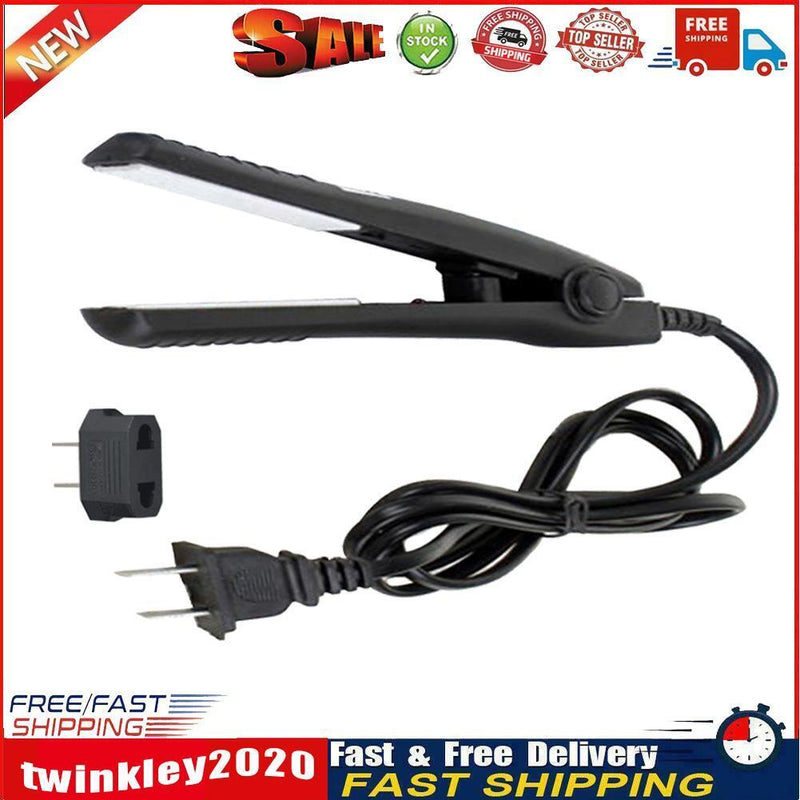 Mini Hair Straightener Flat Iron Curler  Ceramic Tourmaline Plates(Black) Newly