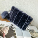 Women Clutch Fur Plush Bag Casual Handbag Winter Crossbody Bag(Blue)