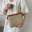 Woven Straw Messenger Bag Beach Women Travel Shoulder Rope Handbag (Khaki)
