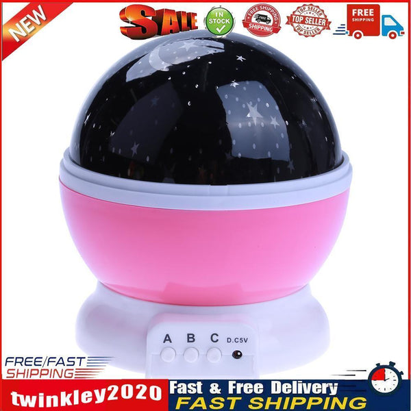 Rotating Projector Starry Night Lamp Projection LED Lights Xmas Gift(Pink) Newly