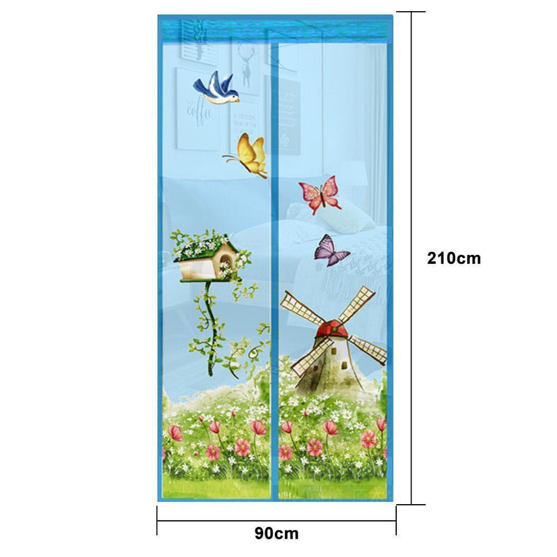 Magnetic Curtains Door Screen Anti-Mosquito Curtain Mosquito Net(Sky Blue