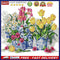 Full Cross Stitch 14CT Cotton Thread DIY Fresh Flowers Printed Embroidery Kits
