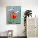 Canvas Painted Oil Paint By Numbers Pink Bird DIY Wall Art Modern Bedroom Decor