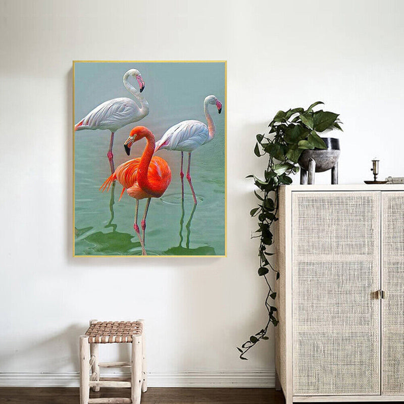 Canvas Painted Oil Paint By Numbers Pink Bird DIY Wall Art Modern Bedroom Decor