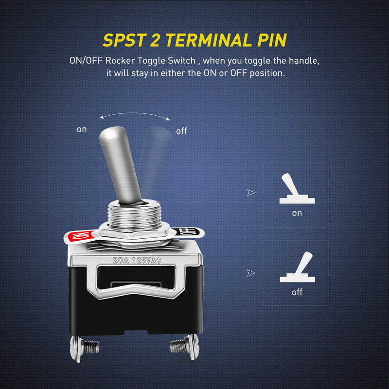 SPST Rocker Toggle Switch 2-Pin ON OFF Power Switches for Car RV Marine Boat