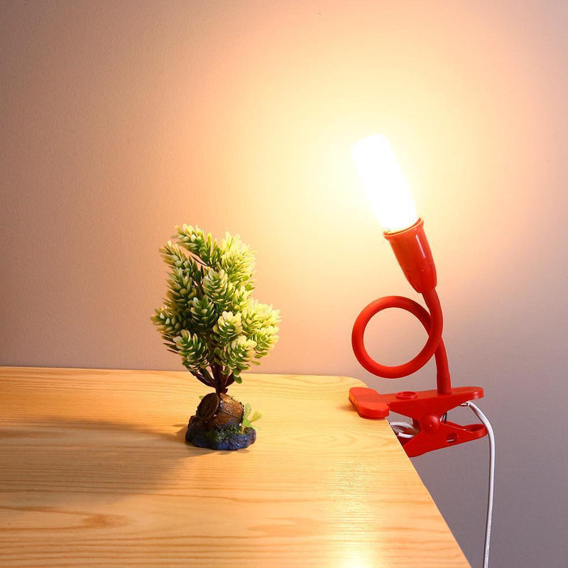 Universal AC 110-220V Bulb Clip Holder E26/E27 Socket LED Lamp Base (Red)