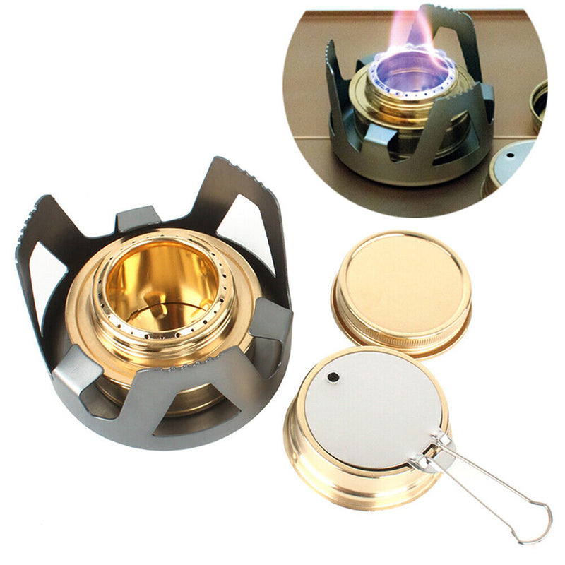 Portable Mini Alcohol Stove Burning w/ Stand Camping Cooking Furnace (Gray)