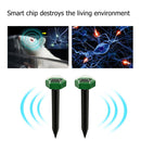 2pcs Solar Mole Repellent Ultrasonic Animal Pest Rodent Repeller for Garden Lawn