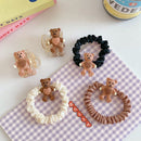 Scrunchies Elastic Hair Bands Bear Hair Rope Hair Clip Cute Bear Hair Crab Claw