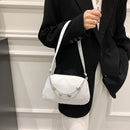 Ladies Nylon Shoulder Bag Solid Color Butterfly Chain Purse Handbag (White)