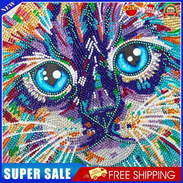 DIY Color Cat Animal Part Drill Special Shape Diamond Painting Kit (B046)