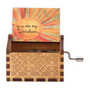 Wooden Carved Retro Hand Crank Music Box You Are My Sunshine Music Box (A) Newly