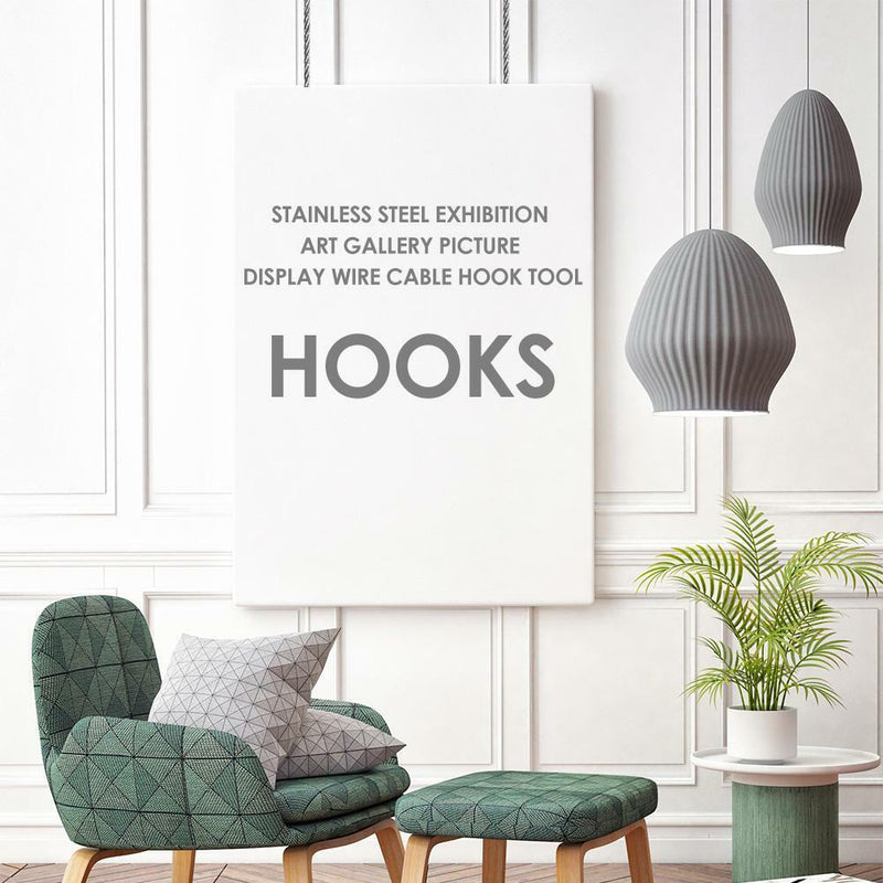 Stainless Steel Exhibition Art Gallery Photo Display Wire Cable Hook (4PCS)