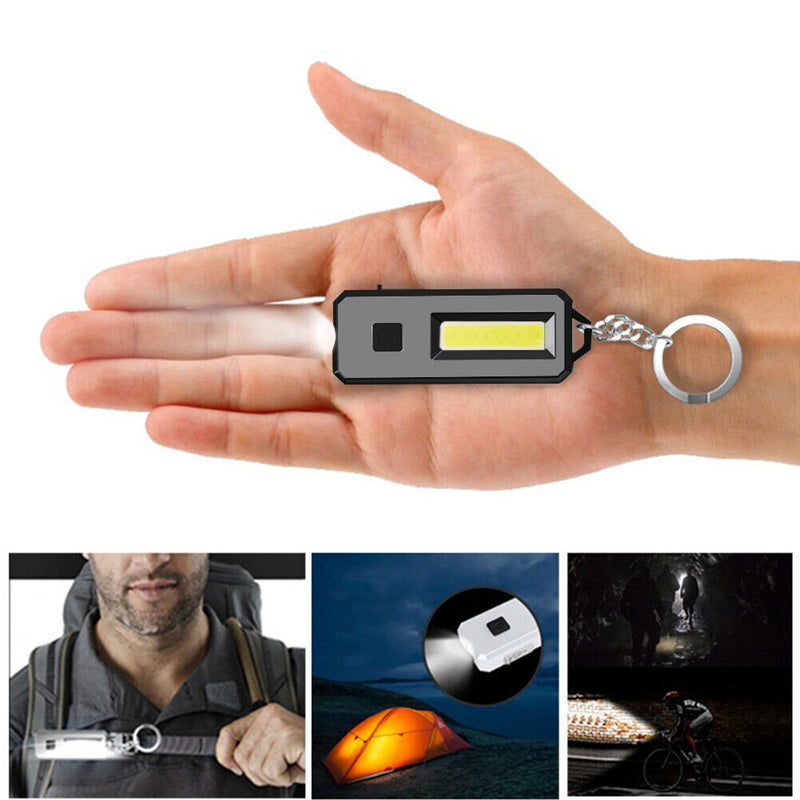 COB LED Mini Flashlight Keychains Outdoor Camping Waterproof Pocket Work To