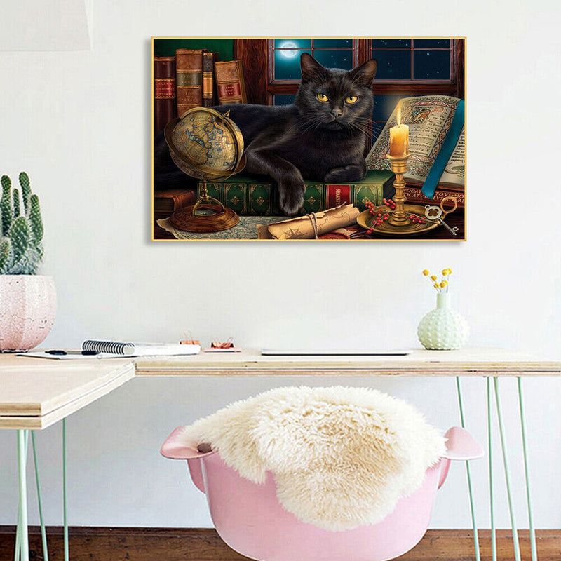 Cat Frameless Oil Paint by Numbers Kit Coloring on Canvas Handpainted Handicr