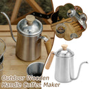 Drip Coffee Kettle Steel Long Mouth 650ml Wood Handle Camping G3 N8V3