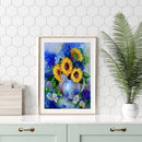 Frameless Sunflowers in Vase Oil Paint By Numbers Kit DIY Handmade Drawing Craft