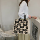 Cotton Linen Totes Cartoon Bear Handbag Large Capacity Shopper Gift Storage Bags