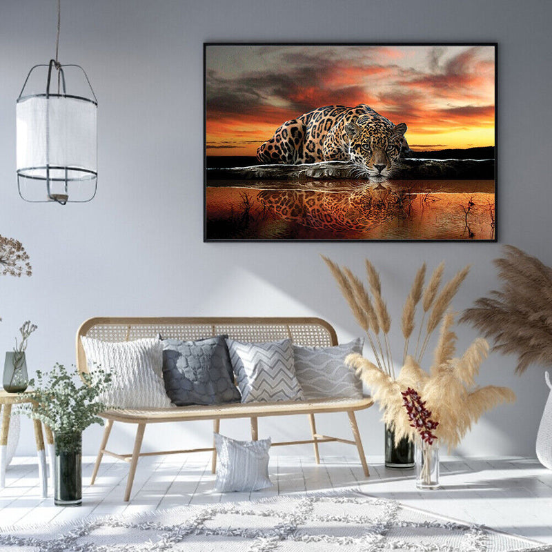 Leopard Oil Paint By Numbers DIY Picture Hand Painted Wall Art Craft Home D