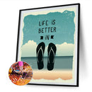 5D Diamond Painting Kit DIY Beach Slippers Full Round Wall Decor Rhinestone Art