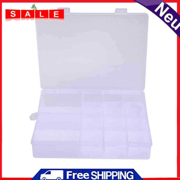 14 Compartment Transparent Plastic Jewelry Box Earrings Rings Beads Pills Storag