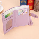Folded Women Tassels PU Leather Handbag Hasp Small Wallet Purse(Purple)